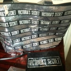 Large Victoria Secert tote& with small matching bag